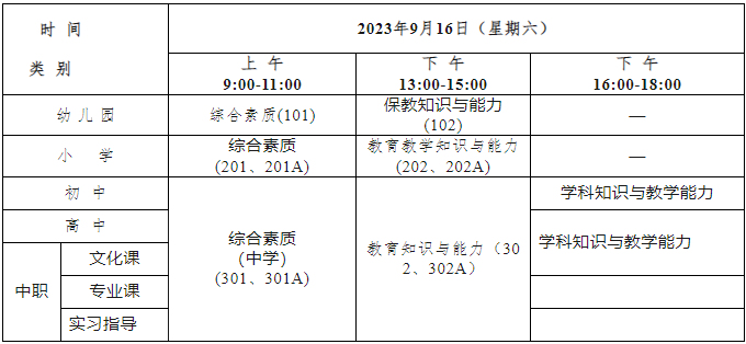 浙江2023年下半年中小学教师资格笔试报名安排