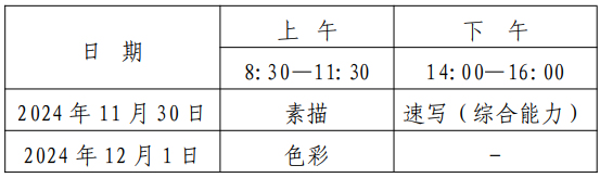 北京2025年美术与设计类艺考专业考试安排